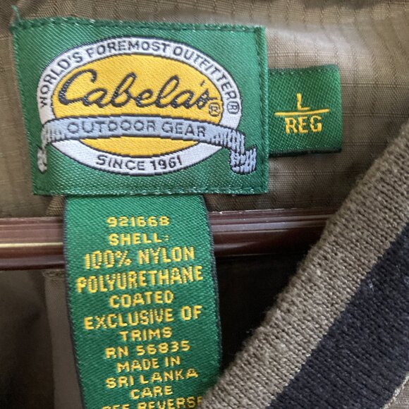 CABELA'S GOLF WINDBREAKER L MEN PULLOVER V NECK KHAKI GREEN GOLF CLASSIC LOGO - Picture 3 of 7